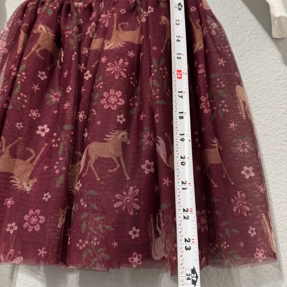 Lilt Kids Girls White Long Sleeve Horse Floral Burgundy Tulle Tutu Dress Size 5 - Picture 10 of 12